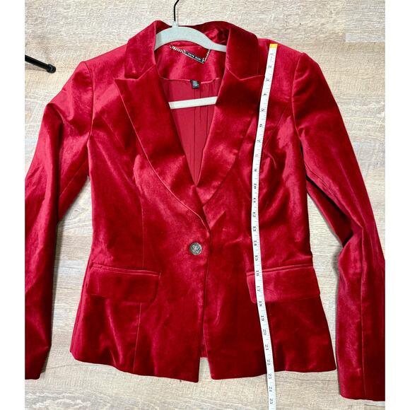 White House Black Market Red Wine Velvet Blazer Size 4 - Picture 7 of 8